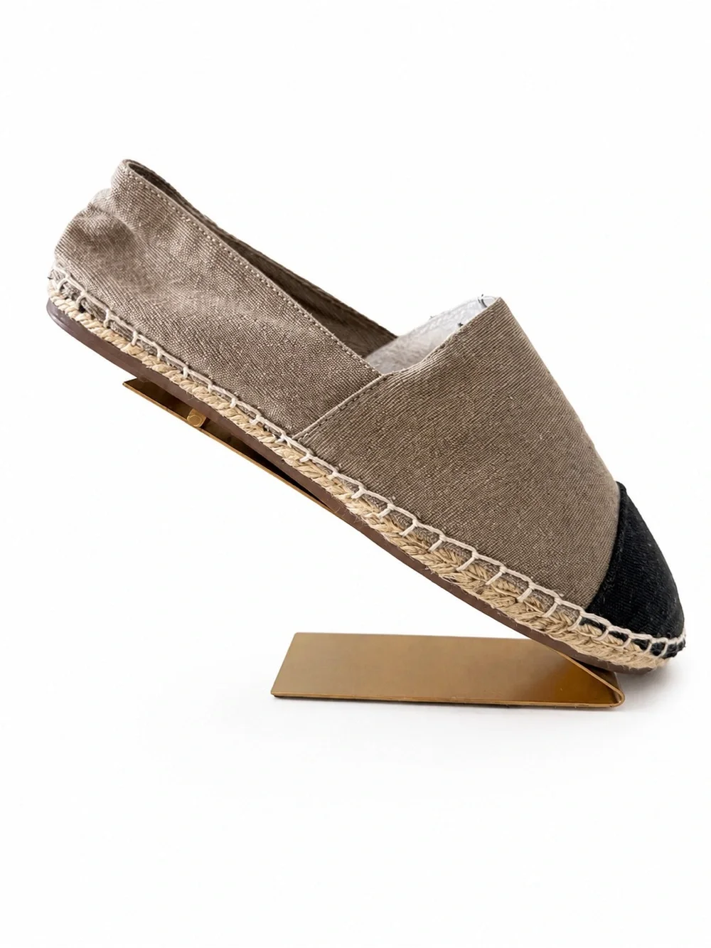 Steven by Steve Madden Tan and Black Canvas Slip-On Espadrilles